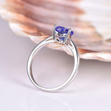 0.5ct Heart Cut Blue Tanzanite Solitaire Engagement Ring 14k White Gold Finish