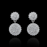 3ct Round Cut VVS1D Diamond Cluster Design Drop Earrings 14k White Gold Finish