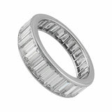 6Ct Graduated Emerald Cut Diamond Full Eternity Wedding Band 14K White Gold Over