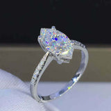 1.7ct Marquise Diamond Engagement Ring Solitaire with Accents 14k WhiteGold Over