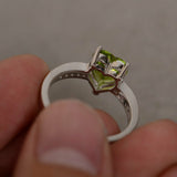 2ct Heart Cut Green Peridot Solitaire Women Engagement Ring 14k WhiteGold Finish