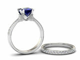 2ct Princess Cut Sapphire Bridal Set Band Engagement Ring 14k White Gold Finish