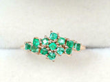 3ct Princess Cut Green Emerald Cluster Minimalist Ring 14k Yellow Gold Finish