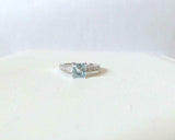 1ct Engagement Ring Asscher Cut Blue Aquamarine Solitaire 14k White Gold Finish