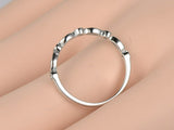 1ct Round Cut Blue Sapphire Half Eternity Stackable Band 14k White Gold Finish