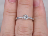 0.5ct Round Cut Diamond Engagement Ring 14k WhiteGold Finish 6 Prong Set Wedding