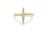 Vertical Bar Women Engagement Ring 1.2ct Round Cut Diamond 14k YellowGold Finish