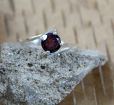 1ct Engagement Ring Round Red Garnet Bypass Solitaire 14k White Gold Finish