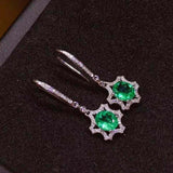 2ct Dangle Earrings Oval Cut Green Emerald Starry Dangling 14k White Gold Finish