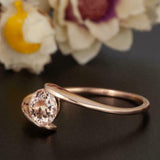 1.2ct Round Cut Peach Morganite Engagement Ring 14k RoseGold Finish Unique Women