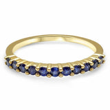 1.6ct Round Cut Blue Sapphire Wedding Band Half Eternity 14k Yellow Gold Finish