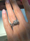 3.3ct Princess Cut VVS1 Diamond Bridal Set Engagement Ring 14k White Gold Finish