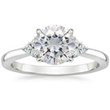 3ct Round Cut Diamond Engagement Ring 14k White Gold Finish Solitaire Accents