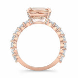 2.3ct Cushion Cut Morganite Bridal Set Engagement Ring Band 14k Rose Gold Finish