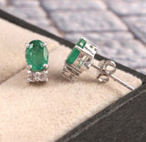 2.3ct Stud Earrings Oval Cut Green Emerald Dainty Partywear 14k WhiteGold Finish