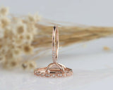 2.2ct Emerald Cut Peach Morganite Milgrain Bridal Set Ring 14k Rose Gold Finish