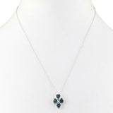 4ct London Blue Topaz Pendant with Chain Heart Cut Four Heart 14k WhiteGold Over