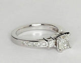 3Ct Princess Diamond Trilogy Engagement Ring 14K White Gold Finish Round Accents