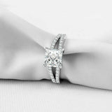 2.5ct Princess Cut Diamond Engagement Ring Halo Split Shank 14k WhiteGold Finish