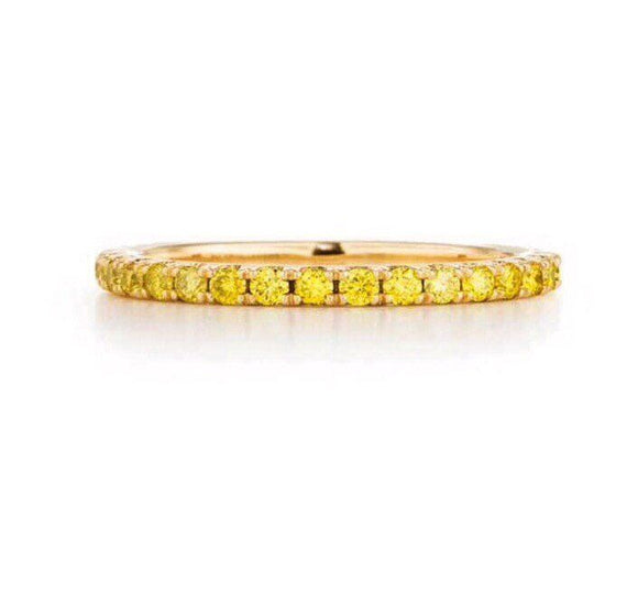 2ct Round Cut Yellow Sapphire Eternity Wedding Band Ring 14k Yellow Gold Finish