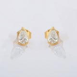 1.2ct Stud Earrings Pear Cut Diamond Solitaire Design 14k Yellow Gold Finish