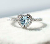 1.5ct Heart Blue Aquamarine Engagement Ring Round Accent Halo 14k WhiteGold Over