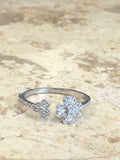 1.3ct Round Cut VVS1D Diamond Engagement Ring Flower Open 14k White Gold Finish