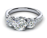 2.5ct Round Cut Diamond Engagement Ring 14k White Gold Finish Trilogy Solitaire