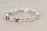 1.5ct Round Cut Pink Ruby Wedding Band Full Eternity 14k White Gold Finish