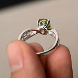 2ct Cushion Cut Green Peridot Engagement Ring 14k White Gold Over Diamond Accent