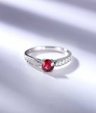 1.2ct Round Cut Ruby Engagement Ring Solitaire with Accent 14k White Gold Finish