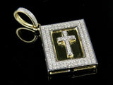 2.5ct Round Cut VVS1D Diamond Holy Bible Charm Pendant 14k Yellow Gold Finish