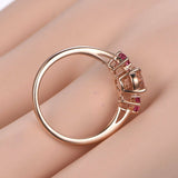 1.2ct Oval Cut Peach Morganite Three Stone Engagement Ring 14k Rose Gold Finish