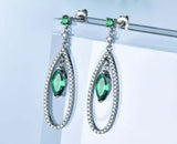 2.7ct Drop Earrings Marquise Cut Emerald Cocktail Dangling 14k White Gold Finish