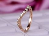 0.4ct Round Cut Diamond Wedding Ring Band Curved Stackable 14k Rose Gold Finish