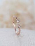 0.6ct Round Cut Diamond Engagement Ring Minimalist Cluster 14k Rose Gold Finish