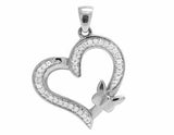 0.4ct Round Cut VVS1 Diamond Pendant Butterfly Heart Shape 14k White Gold Finish