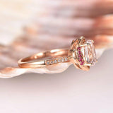 1.2ct Oval Peach Morganite Art Deco Promise Engagement Ring 14k Rose Gold Finish