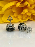 1ct Round Cut Black Diamond Solitaire Stud Women Earrings 14k White Gold Finish