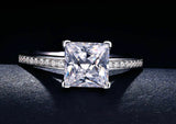 2.5Ct Princess Cut Diamond Accent Solitaire Engagement Ring 14K White Gold Over