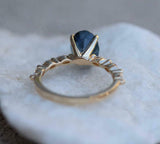 2ct Oval Cut Blue Sapphire Engagement Ring Marquise Accents 14k Yellow Gold Over