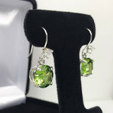 2ct Round Cut Green Peridot Diamond Solitaire Drop Earring 14k White Gold Finish