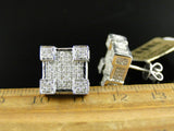 2.5ct Round Cut Diamond Square Cube Cluster Stud Earrings 14k White Gold Finish