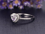 1.2ct Heart Cut Diamond Engagement Ring 18k White Gold Finish Halo Heart Shape