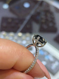 3Ct Round Cut Black Diamond Hidden Halo Solitaire Ring 18K White Gold Finish