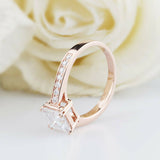 2.5ct Princess Diamond Engagement Ring Round Accents Solitaire 14k RoseGold Over