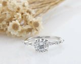 1.5ct Round Diamond Engagement Ring Marquise Accent Solitaire 14k WhiteGold Over