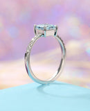 1ct Princess Cut Blue Aquamarine Solitaire Engagement Ring 14k White Gold Finish