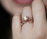 1.5ct Round Diamond Engagement Ring 14k Rose Gold Finish Floral Leaf Bridal Set