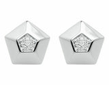 0.7ct Round Cut VVS1 Diamond Pentagon Design Stud Earrings 14k White Gold Finish